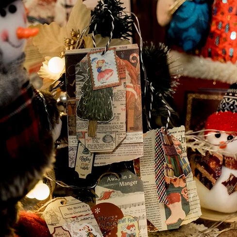 200 قطعة من مستلزمات سجل القصاصات الورقية لعيد الميلاد العتيق لمجلات الرصاصات ومجلة غير المرغوب فيها ديكور الغرفة جدار الفن الكولاج DIY ألبوم الحرف اليدوية إطارات الصور المنزلية in Kuwait