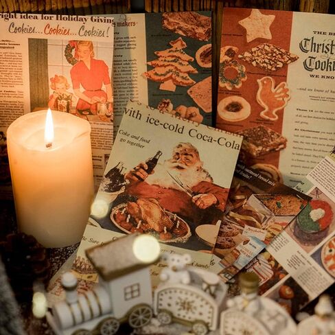 200 قطعة من مستلزمات سجل القصاصات الورقية لعيد الميلاد العتيق لمجلات الرصاصات ومجلة غير المرغوب فيها ديكور الغرفة جدار الفن الكولاج DIY ألبوم الحرف اليدوية إطارات الصور المنزلية in Kuwait