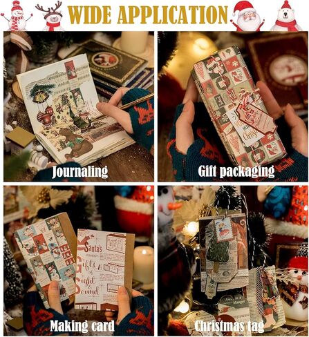 200 قطعة من مستلزمات سجل القصاصات الورقية لعيد الميلاد العتيق لمجلات الرصاصات ومجلة غير المرغوب فيها ديكور الغرفة جدار الفن الكولاج DIY ألبوم الحرف اليدوية إطارات الصور المنزلية in Kuwait