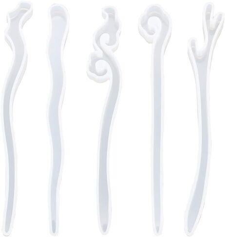 ccHuDE 5 Pcs Silicone Resin Hairpins Molds Hair Stick Kit for Jewelry Crafts Making in Saudi Arabia