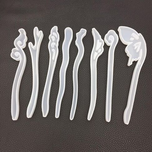 ccHuDE 5 Pcs Silicone Resin Hairpins Molds Hair Stick Kit for Jewelry Crafts Making in Saudi Arabia