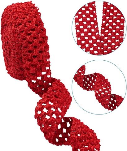 KISSITTY 2 Rolls Elastic Crochet Headband Ribbons 10.93 Yards Black Polyester Flat Crochet Stretch Hair Band Trim for DIY Gift Wrapping Hair Bows Waistbands Crafts Making in Kuwait