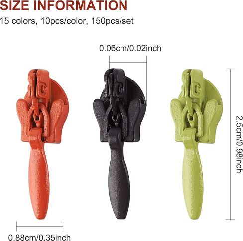 فينجر سبرينبير 150 قطعة #3 راس منزلق بسحاب معدني 15 لون غير مرئي، مجموعة اصلاح السحابات المنزلقة للملابس واكسسوارات الخياطة بنفسك (0.7×1 انش) in Kuwait