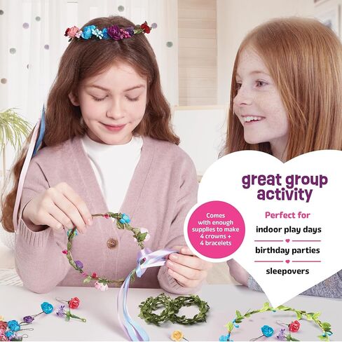 Flower Crowns & Bracelet Making Kit for Girls - Make Your Own Jewelry Kits for Kids - DIY Hair Accessories Set - Arts & Crafts Gift for Ages 6-12 Year Old Girl - Craft Maker Gifts Toys Age 6 7 8 9 10 in Kuwait