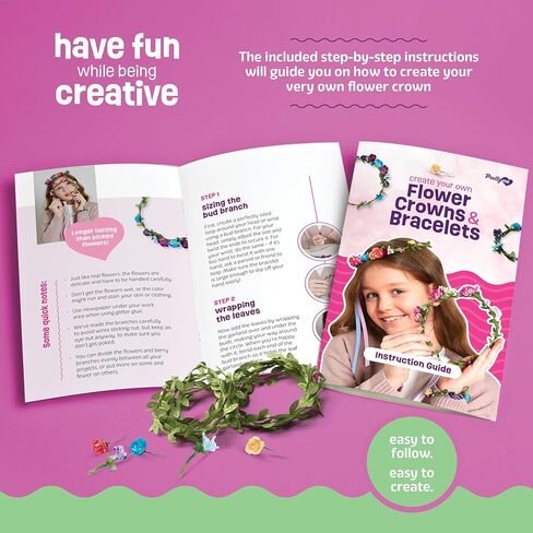 Flower Crowns & Bracelet Making Kit for Girls - Make Your Own Jewelry Kits for Kids - DIY Hair Accessories Set - Arts & Crafts Gift for Ages 6-12 Year Old Girl - Craft Maker Gifts Toys Age 6 7 8 9 10 in Kuwait