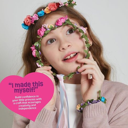 Flower Crowns & Bracelet Making Kit for Girls - Make Your Own Jewelry Kits for Kids - DIY Hair Accessories Set - Arts & Crafts Gift for Ages 6-12 Year Old Girl - Craft Maker Gifts Toys Age 6 7 8 9 10 in Kuwait