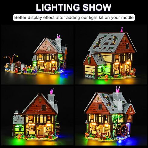مجموعة إضاءة Cooldac لـ Lego Disney Hocus Pocus: كوخ الأخوات ساندرسون، إضاءة LED متوافقة مع كاميرا Disney Walt Lego 21341 Disney Tribute (إصدار التحكم عن بعد) in Kuwait