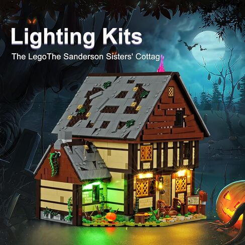 مجموعة إضاءة Cooldac لـ Lego Disney Hocus Pocus: كوخ الأخوات ساندرسون، إضاءة LED متوافقة مع كاميرا Disney Walt Lego 21341 Disney Tribute (إصدار التحكم عن بعد) in Kuwait