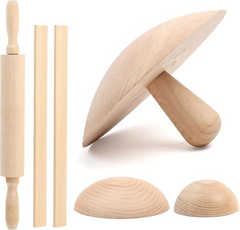 مجموعة قوالب الفخار ENERFUN 6.5 بوصة 4.5 بوصة 3.1 بوصة قوالب الجص 3 عبوات من أدوات الفخار الخشبية بمقبض، قوالب سيراميك مع عصا الطين المتدحرجة + دبوس خشبي متدحرج لأطباق الأطباق DIY قالب ضغط الركود in Kuwait