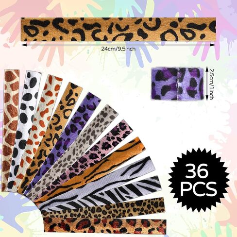 36 Pieces Jungle Animal Print Slap Bracelets Safari Print Slap Kids Snap Bracelets Slap Bands with Cheetah Zebra Tiger and Cow Prints for Boys and Girls Animal Theme Birthday Party Favors,12 Styles in Saudi Arabia