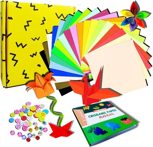 kaheaum ورقة اوريغامي للأطفال البالغين هدايا عيد الميلاد، ورقة البناء مجموعة متنوعة من الألوان 200 ورقة 20 ورقة ملونة، شرائط ورقة نجمة، DIY قابلة للطي الفنون الحرفية مجموعة ورق الحرف مع مشاريع كتاب اوريغامي in Kuwait