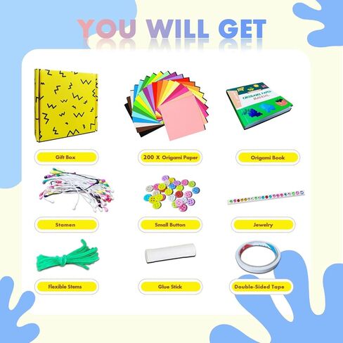 kaheaum ورقة اوريغامي للأطفال البالغين هدايا عيد الميلاد، ورقة البناء مجموعة متنوعة من الألوان 200 ورقة 20 ورقة ملونة، شرائط ورقة نجمة، DIY قابلة للطي الفنون الحرفية مجموعة ورق الحرف مع مشاريع كتاب اوريغامي in Kuwait