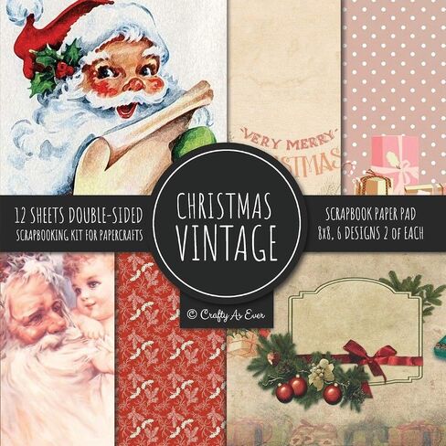 Vintage Christmas Scrapbook Paper Pad 8x8 Scrapbooking Kit for Papercrafts, Cardmaking, DIY Crafts, Holiday Theme, Retro Design in Saudi Arabia