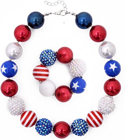 Sunrade Dress Up Jewelry for Little Girls Kids Necklaces Fashion Girls Chunky Beads Bubblegum Necklace and Bracelet Set Toddler Jewelry Costume Play Necklace in Saudi Arabia