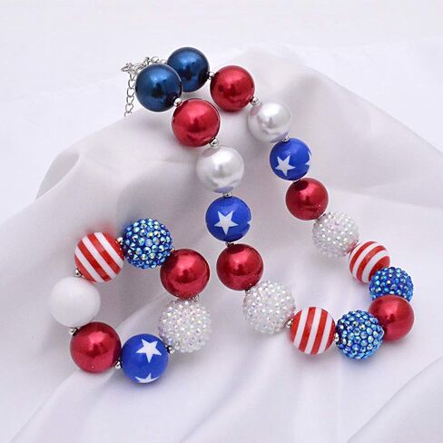 Sunrade Dress Up Jewelry for Little Girls Kids Necklaces Fashion Girls Chunky Beads Bubblegum Necklace and Bracelet Set Toddler Jewelry Costume Play Necklace in Saudi Arabia