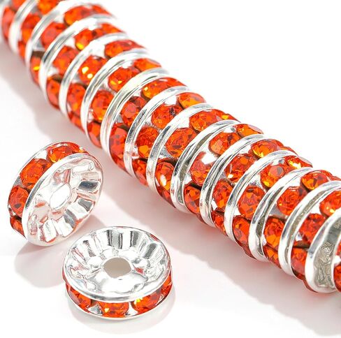 100Pcs Rondelle Spacer Beads Round Crystal Charms Czech Rhinestone Silver Plated Spacer Loose Beads for DIY Bracelet Necklace Jewelry Making Supplies (4MM, AB Crystal) in Saudi Arabia