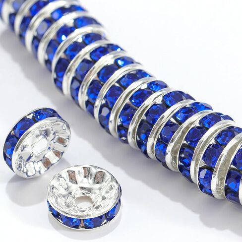 100Pcs Rondelle Spacer Beads Round Crystal Charms Czech Rhinestone Silver Plated Spacer Loose Beads for DIY Bracelet Necklace Jewelry Making Supplies (4MM, AB Crystal) in Saudi Arabia