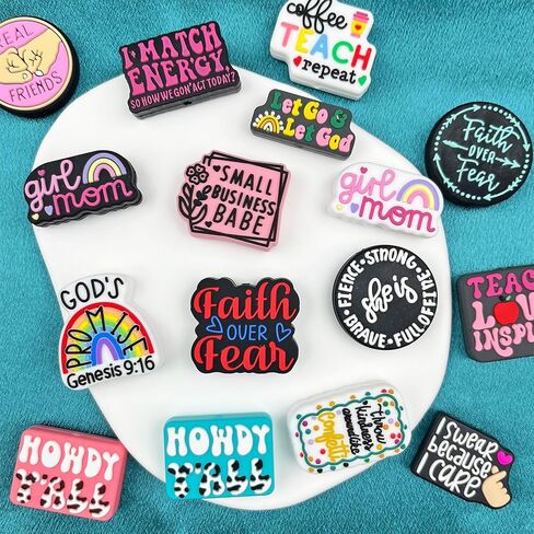 Silicone Focal Beads for Pens,16pcs Funny Words Motivational Phrase Charms Rubber Beads for DIY Beadable Pen Keychain Lanyard Making Accessories in Kuwait