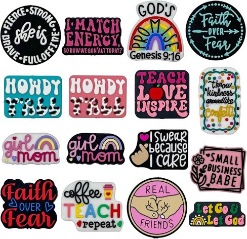 Silicone Focal Beads for Pens,16pcs Funny Words Motivational Phrase Charms Rubber Beads for DIY Beadable Pen Keychain Lanyard Making Accessories in Kuwait