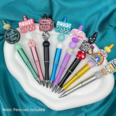 Silicone Focal Beads for Pens,16pcs Funny Words Motivational Phrase Charms Rubber Beads for DIY Beadable Pen Keychain Lanyard Making Accessories in Kuwait