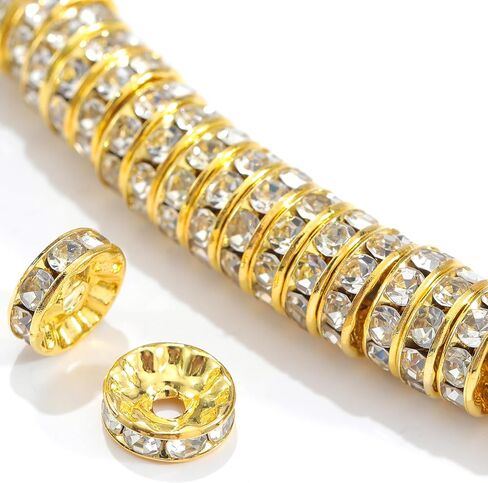 100Pcs Rondelle Spacer Beads Round Crystal Charms Czech Rhinestone Silver Plated Spacer Loose Beads for DIY Bracelet Necklace Jewelry Making Supplies (4MM, AB Crystal) in Saudi Arabia