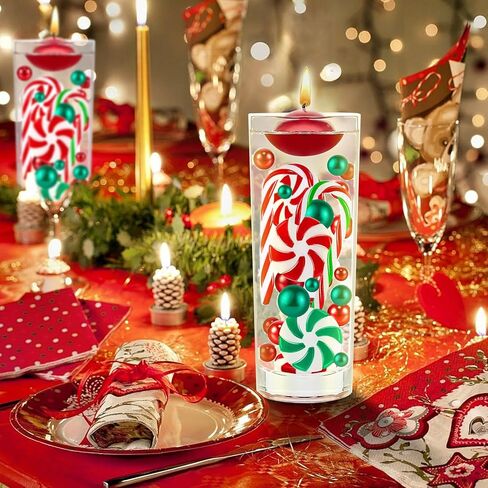 bluaqua 7120 Pieces Christmas Vase Filler Pearl, DIY Floating Vase Filler Kit, Red White Green Floating Pearls Water Gels Beads Balls for Christmas Home Table Party Decor in Kuwait