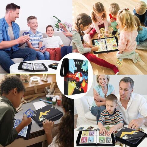 حافظة بطاقات مع إشارات مرجعية ملونة للموقع السريع، حامل ألبوم تجميع بطاقات محمول مكون من 4 حقائب، قادر على استيعاب 400 بطاقة مع 50 غلافًا قابلاً للفصل، يعرض مجلد بطاقات التداول من TCG مساحة تخزين. in Kuwait