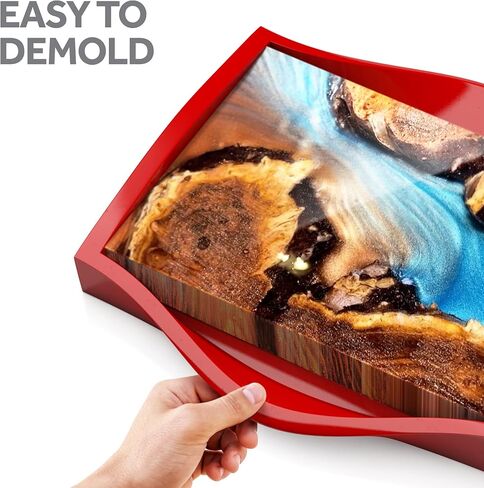 قالب راتنج ايبوكسي سيليكون - 18 × 12 × 2 انش - لوازم الراتنج للوح تشاركوتيري ولوح التقطيع وصب صينية التقديم - قالب صب الراتنج قطعة واحدة موفر للوقت مع طبقات مانعة للتسرب in Kuwait