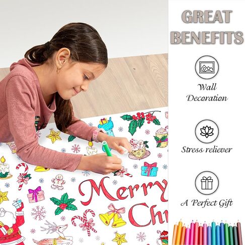 GIGANTIC - Giant Coloring Poster, DIY Large Wall Paper Coloring Banner roll or Tablecloth, Huge Size of 35" x 78", Perfect for Group Activity of Adults & Kids, at Home, Parties, Events. (ABC) in Saudi Arabia
