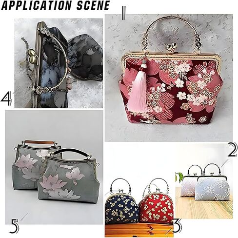 Metal Purse Frame Set - 4pcs Squared Kiss Lock Clasp Locks in Multiple Sizes and Colors for DIY Craft and Bag Making, 8.5 * 4.3 inch Arch Flower Embossed Clutch Frame for Coin Purse Bag, Gold in Kuwait