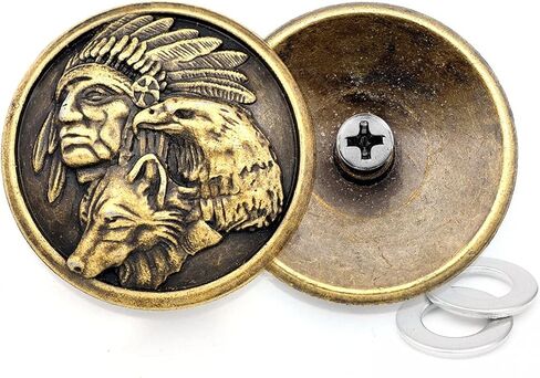 CRAFTMEMORE 2pcs 1 3/8 Inch Indian Coin Concho Indian Chief Eagle Wolf Screw Back Conchos Western Leathercraft CHS23 (Bronze) in Kuwait