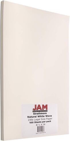 ورق JAM قانوني ستراتمور 30 رطل ورق - 8. 5 × 14 - نسج أبيض طبيعي - 100 ورقة / التماس in Kuwait