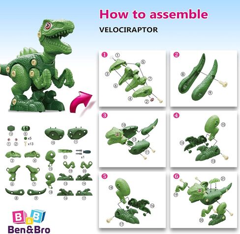 Take Apart Dinosaur Toys for Kids 3-5, 5-7 Year Old - STEM Dinosaur Toys Kit Building for Learning & Activities - Fun Educational Dino Crafts & Birthday Gifts, Girls & Boys (Red - Triceratops) in Saudi Arabia