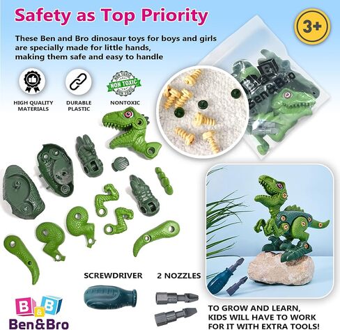 Take Apart Dinosaur Toys for Kids 3-5, 5-7 Year Old - STEM Dinosaur Toys Kit Building for Learning & Activities - Fun Educational Dino Crafts & Birthday Gifts, Girls & Boys (Red - Triceratops) in Saudi Arabia