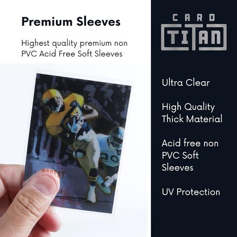 CARD TITAN PRO Premium Standard Soft Sleeves Pack of 500 - Premium Quality Ultra Clear Acid Free Penny Sleeves for Trading Cards - Card Sleeves Fit 2 5/8" x 3 5/8" Standard 35pt Trading Cards in Kuwait