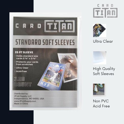 CARD TITAN PRO Premium Standard Soft Sleeves Pack of 500 - Premium Quality Ultra Clear Acid Free Penny Sleeves for Trading Cards - Card Sleeves Fit 2 5/8" x 3 5/8" Standard 35pt Trading Cards in Kuwait