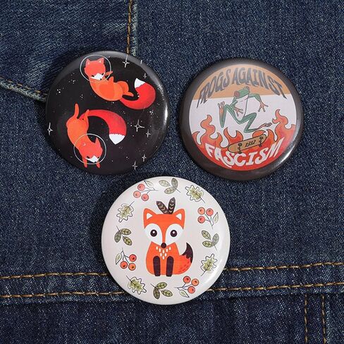 Wholesale Cool Buttons Pins Bulk,26 Pieces Cartoon Fox Bee Animal Buttons for Backpacks Clothes 1.7MM Metal Buttons Badges Jewelry Gift in Kuwait