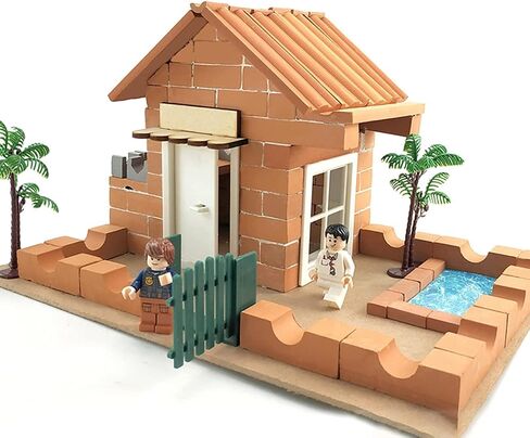 Cayway 300 PCS Mini Red Roof Tiles Set, Red Miniature Tiles with Scraper, Roof Tiles Fake Tiles Model Landscape Accessories Dollhouse Fake Tiles for DIY Dollhouse Bricks Diorama Fairy in Saudi Arabia