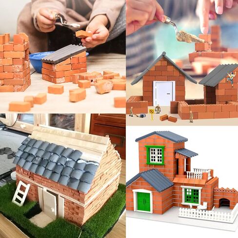 Cayway 300 PCS Mini Red Roof Tiles Set, Red Miniature Tiles with Scraper, Roof Tiles Fake Tiles Model Landscape Accessories Dollhouse Fake Tiles for DIY Dollhouse Bricks Diorama Fairy in Saudi Arabia