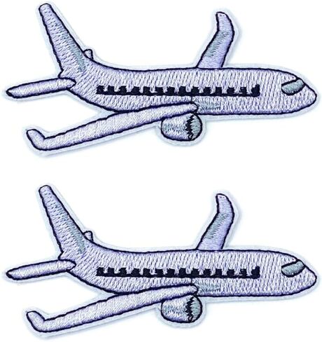 BOHAQA قطعتان من رقع التطريز على شكل طائرة مقاس 2.75 بوصة - رقعات صغيرة للكي على الملابس - يمكن كيها/خياطتها in Kuwait