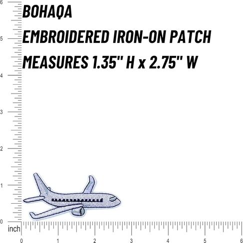BOHAQA قطعتان من رقع التطريز على شكل طائرة مقاس 2.75 بوصة - رقعات صغيرة للكي على الملابس - يمكن كيها/خياطتها in Kuwait
