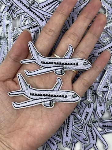 BOHAQA قطعتان من رقع التطريز على شكل طائرة مقاس 2.75 بوصة - رقعات صغيرة للكي على الملابس - يمكن كيها/خياطتها in Kuwait