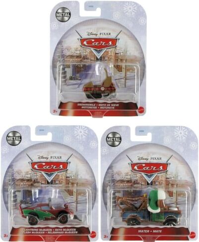 Mattel Disney Pixar Cars Holiday Christmas Special Edition Winter Series Set of 3 Diecast Vehicles with Mater, Lightning McQueen and Snowmobile in Saudi Arabia