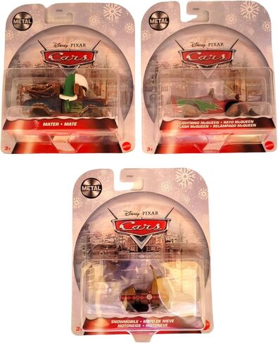 Mattel Disney Pixar Cars Holiday Christmas Special Edition Winter Series Set of 3 Diecast Vehicles with Mater, Lightning McQueen and Snowmobile in Saudi Arabia