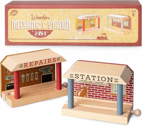 مبنى خدمة الميكانيكا والمحطات لمسار القطار الخشبي - موصل كارل 2 في 1 للخدمة الميكانيكية ومحطة القطار لتخصيص مجموعات مسارات القطار الخشبية in Kuwait