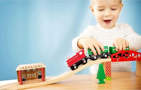 مبنى خدمة الميكانيكا والمحطات لمسار القطار الخشبي - موصل كارل 2 في 1 للخدمة الميكانيكية ومحطة القطار لتخصيص مجموعات مسارات القطار الخشبية in Kuwait