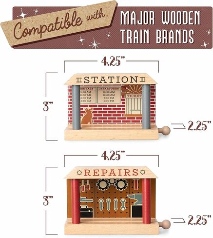 مبنى خدمة الميكانيكا والمحطات لمسار القطار الخشبي - موصل كارل 2 في 1 للخدمة الميكانيكية ومحطة القطار لتخصيص مجموعات مسارات القطار الخشبية in Kuwait