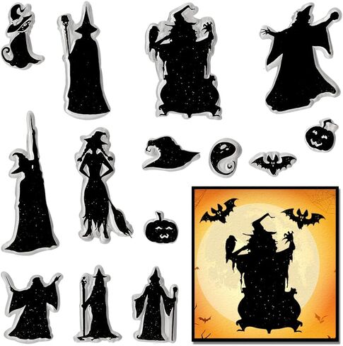 Happy Halloween Ghost Pumpkin Clear Stamps for Card Making Decoration DIY Scrapbooking, Halloween Creature Transparent Rubber Seal Stamps for Photo Card Album Crafting Supplies. in Kuwait