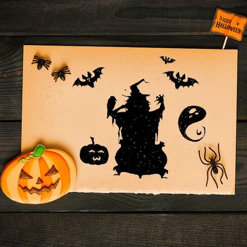 Happy Halloween Ghost Pumpkin Clear Stamps for Card Making Decoration DIY Scrapbooking, Halloween Creature Transparent Rubber Seal Stamps for Photo Card Album Crafting Supplies. in Kuwait