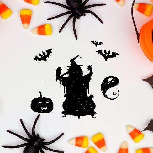 Happy Halloween Ghost Pumpkin Clear Stamps for Card Making Decoration DIY Scrapbooking, Halloween Creature Transparent Rubber Seal Stamps for Photo Card Album Crafting Supplies. in Kuwait
